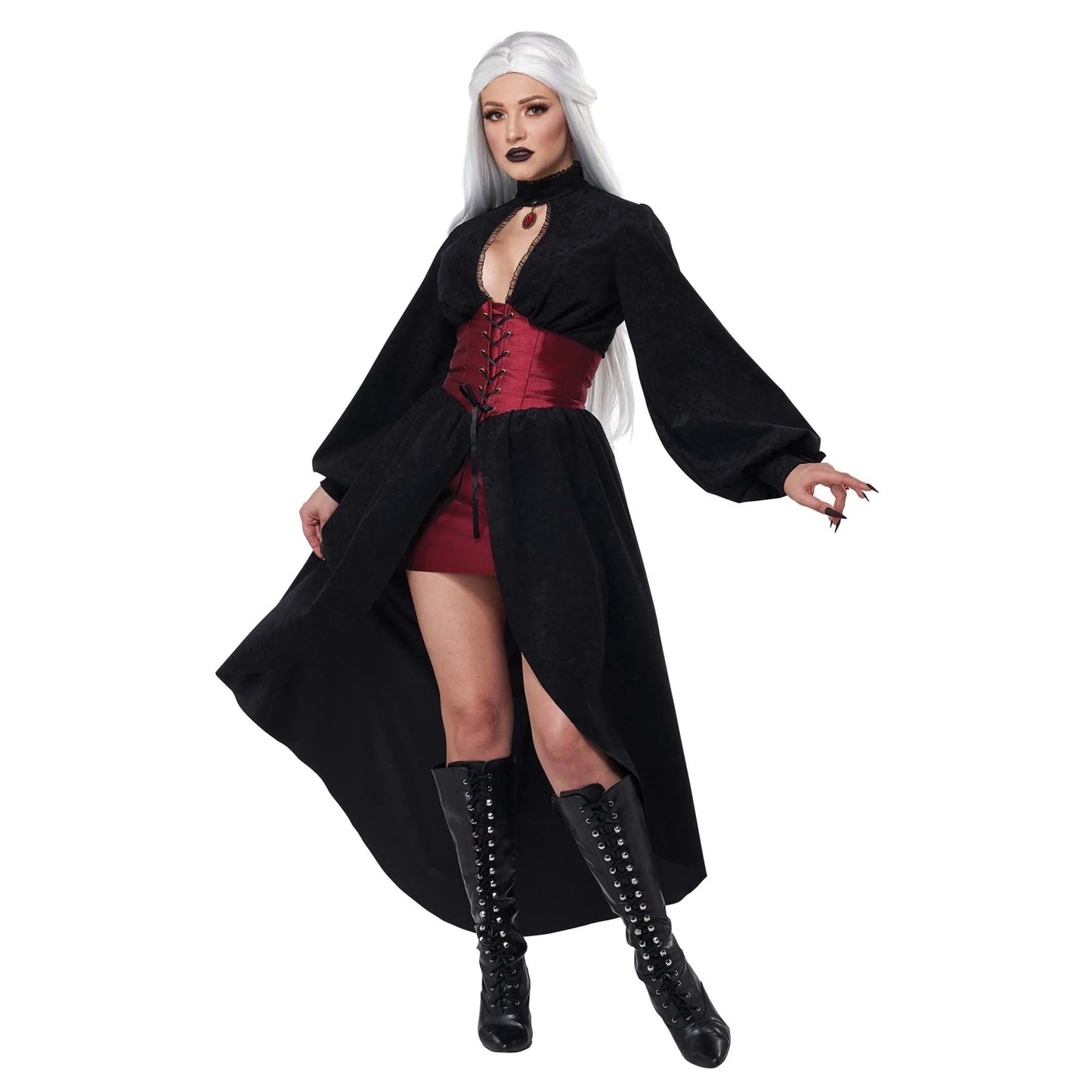 Vampire Corset Coat Costume for Adults, Black Coat