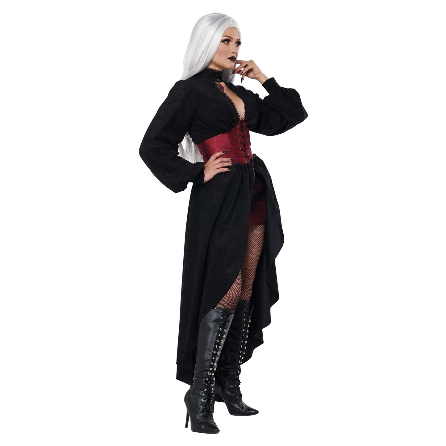 Vampire Corset Coat Costume for Adults, Black Coat