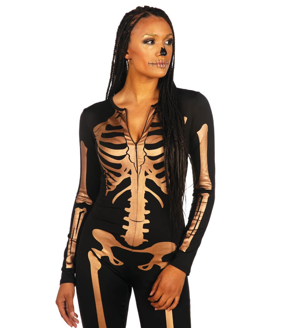 🎃Halloween Gold Skeleton Bodysuit Costume