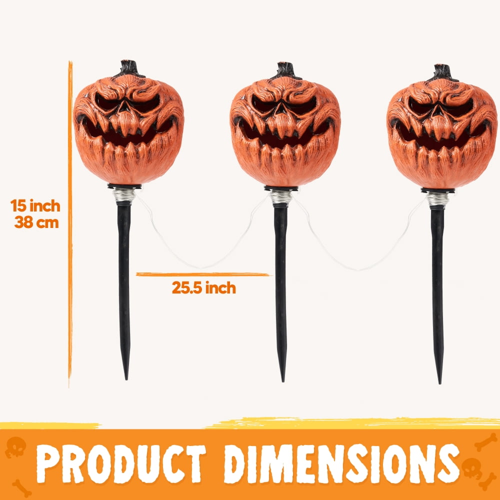 Halloween Decorations Lighted Pumpkin Pathway Lights Stakes