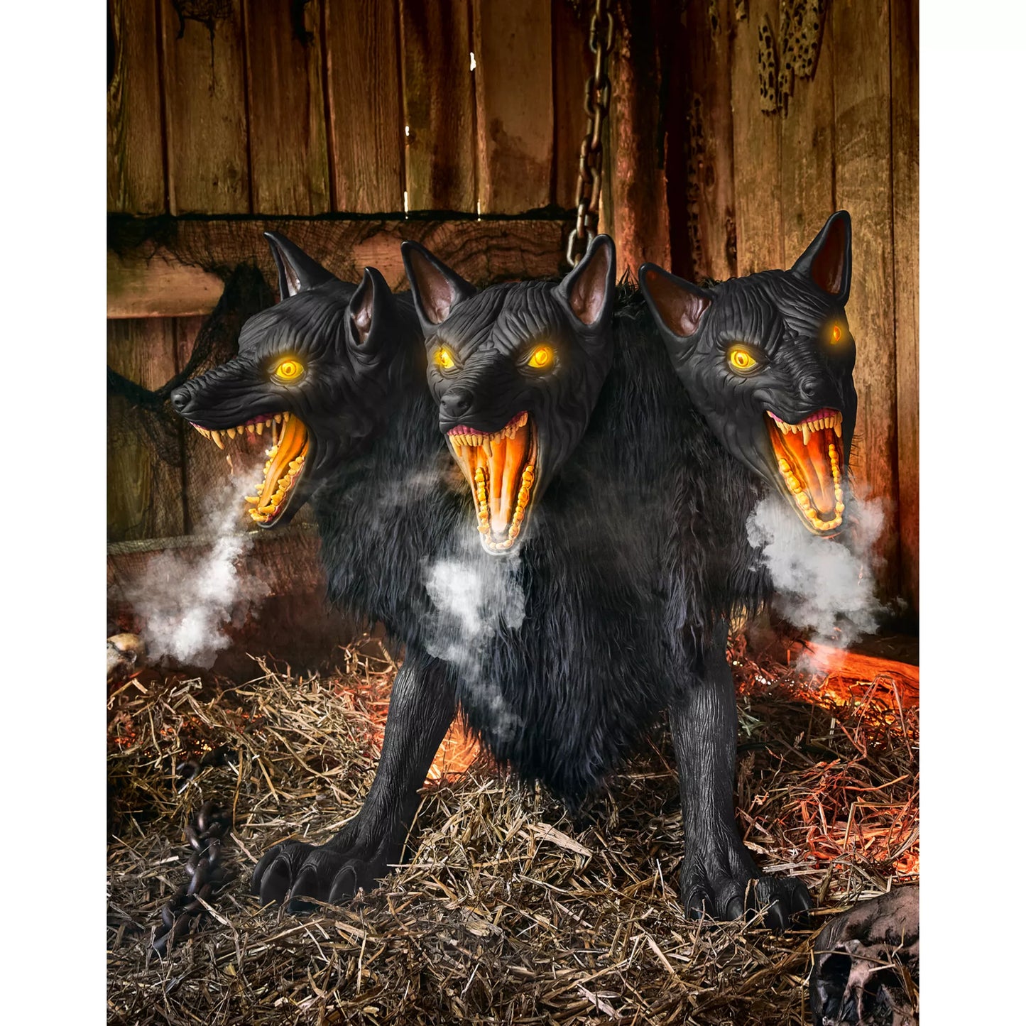 2 Ft 7 In Cerberus Three Headed Dog Animatronic