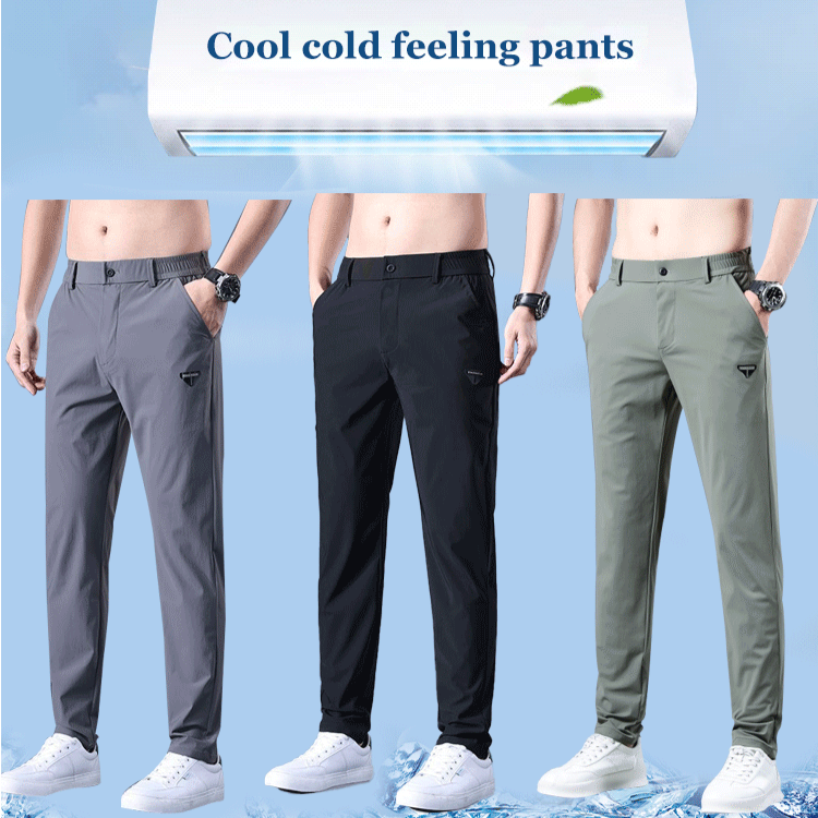 Summer elastic ice silk thin trousers