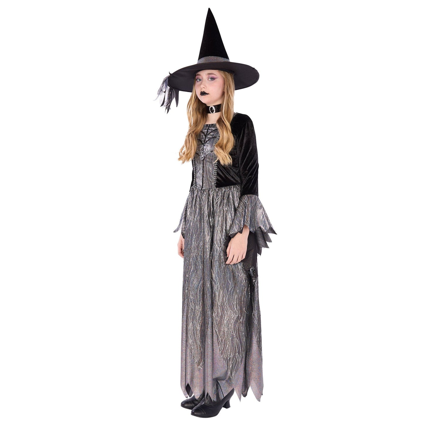 🎃Halloween Silver Witch Costume for Kids, Silver Dress