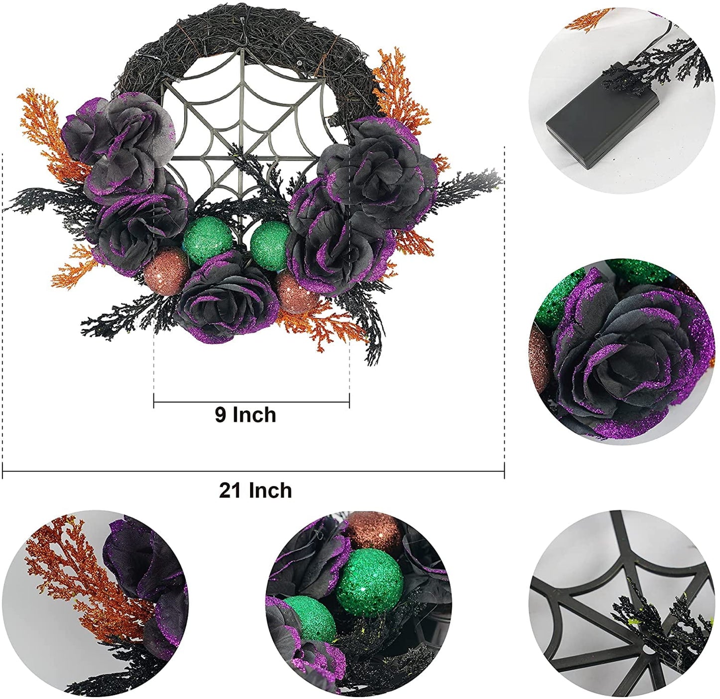 LED Halloween Wreaths for Front Door