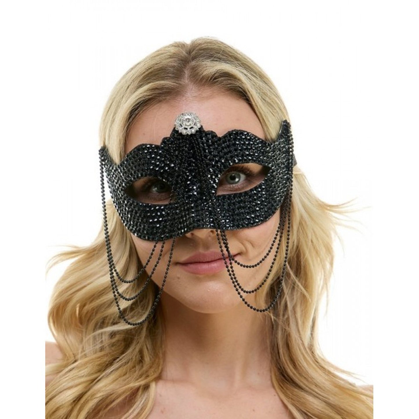 Black Venetian Mask with Chain,