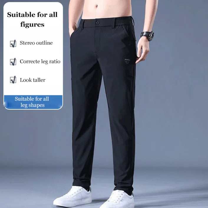Summer elastic ice silk thin trousers