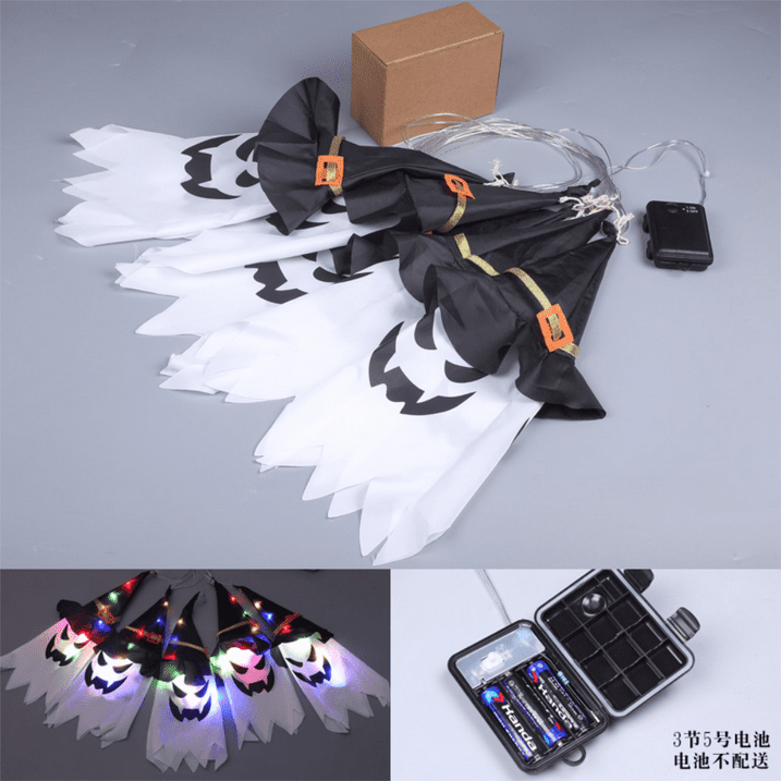Halloween Decorations Outdoor Flying Ghost Hats Hanging Witch Hat for Tree Decor with Lights
