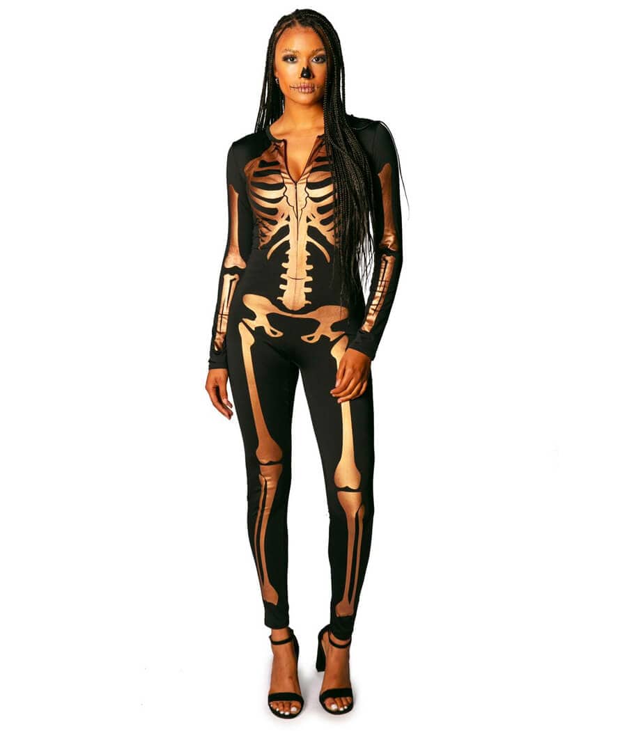 🎃Halloween Gold Skeleton Bodysuit Costume