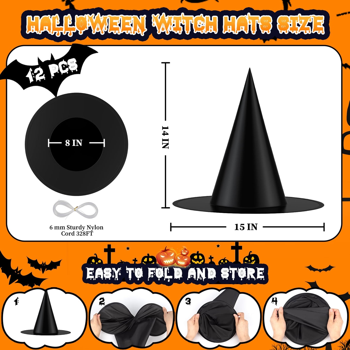 Zsiparty Halloween Black Witch Hats for Home Party Yard