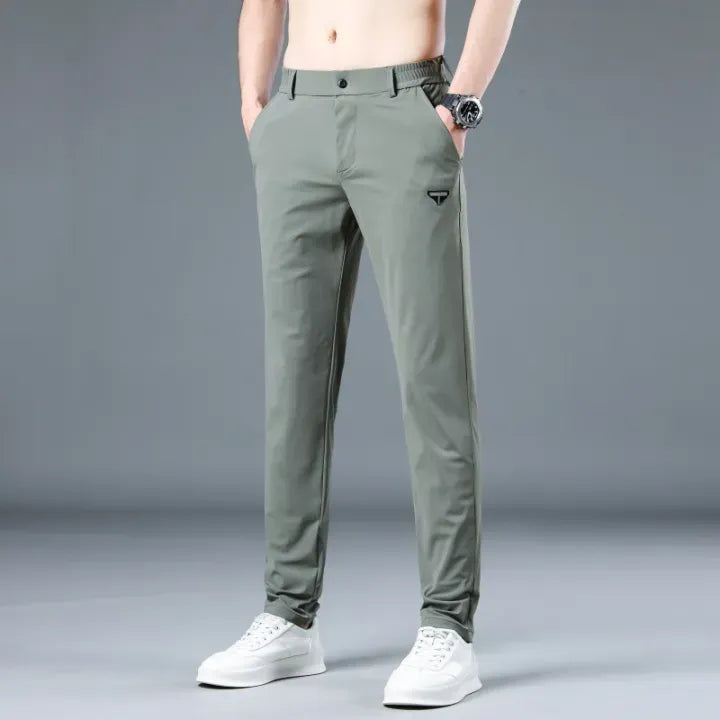 Summer elastic ice silk thin trousers