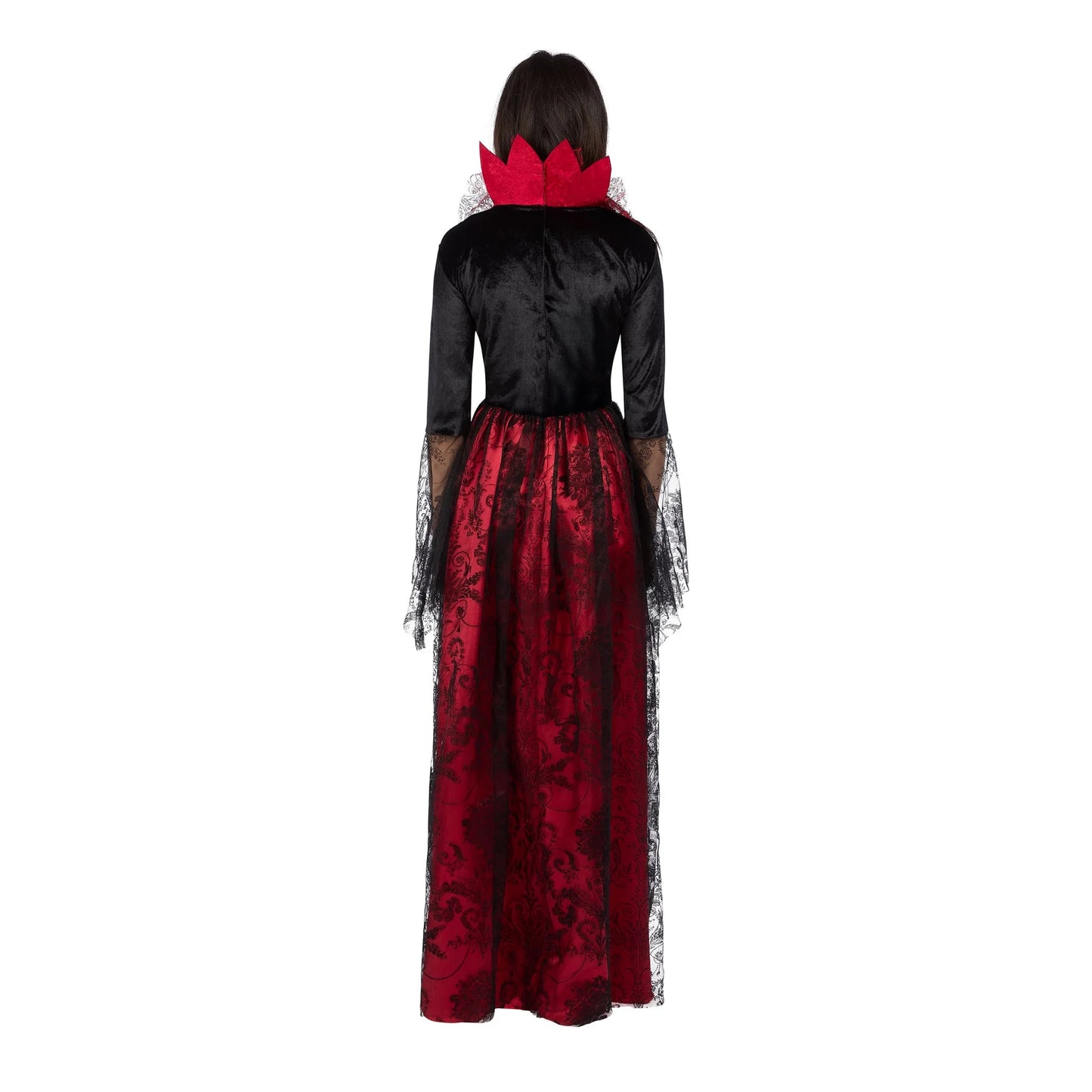 Classic Vampiress Costume for Adults, Black and Red Dress