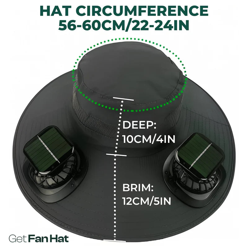 solar-powered hat with fan