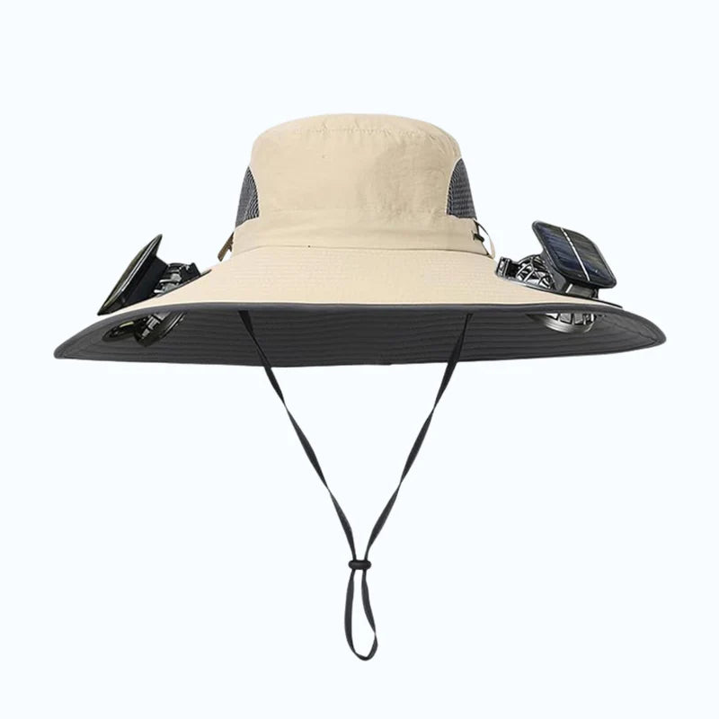 solar-powered hat with fan