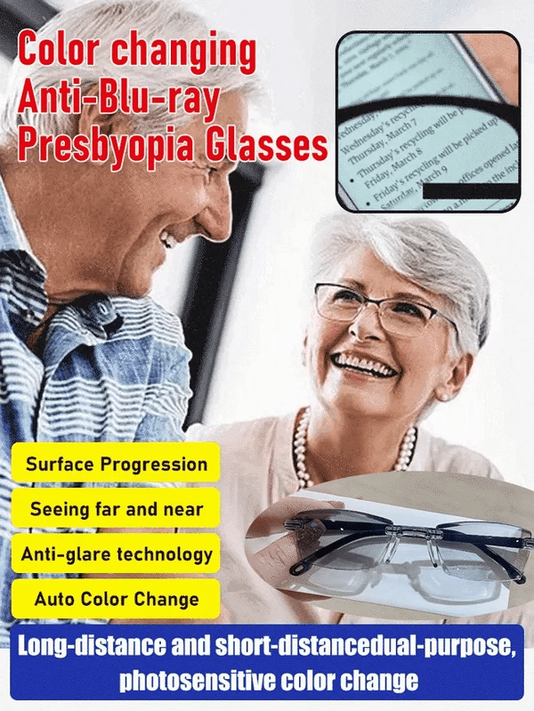 Color-changing blue light blocking reading glasses