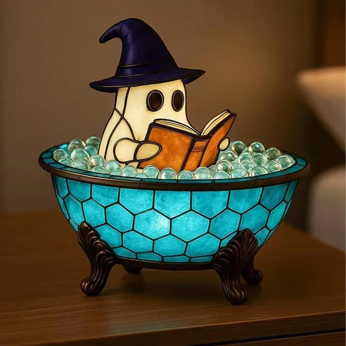 Ghost Bubble Bath Night Light – Halloween Handmade LED Lamp, Cute Spooky Decor for Bathtub & Party