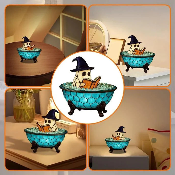 Ghost Bubble Bath Night Light – Halloween Handmade LED Lamp, Cute Spooky Decor for Bathtub & Party