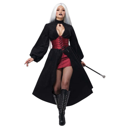 Vampire Corset Coat Costume for Adults, Black Coat