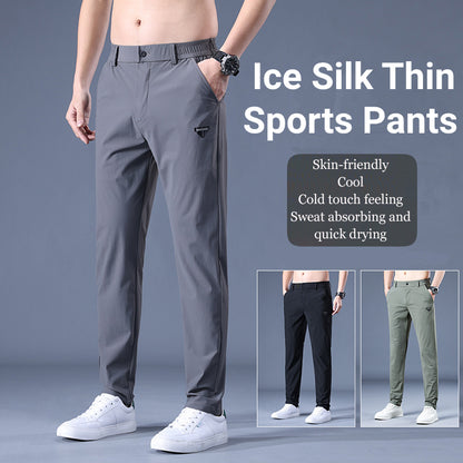 Summer elastic ice silk thin trousers