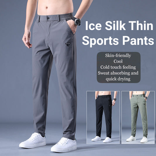 Summer elastic ice silk thin trousers