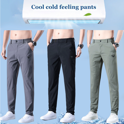 Summer elastic ice silk thin trousers