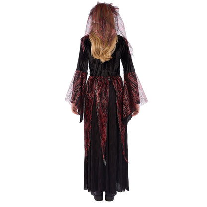 Fire Vampiress Costume for Kids, Black and Red Dress