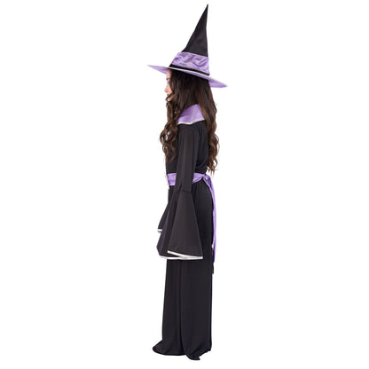 Enchanted Witch Dress Costume for Kids, Black and Purple Dress
