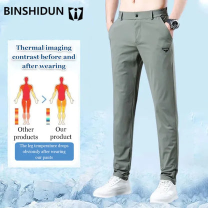 Summer elastic ice silk thin trousers