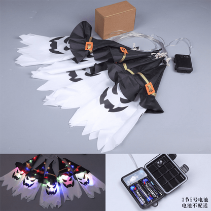 Halloween Decorations Outdoor Flying Ghost Hats Hanging Witch Hat for Tree Decor with Lights