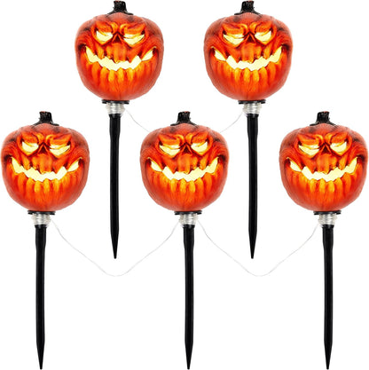 Halloween Decorations Lighted Pumpkin Pathway Lights Stakes