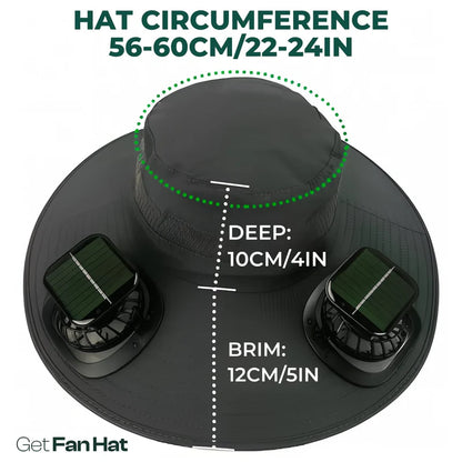 solar-powered hat with fan