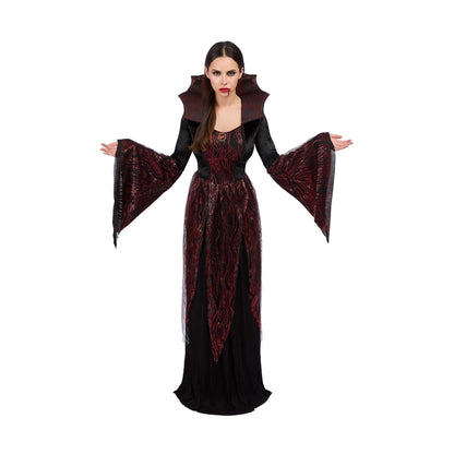 Fire Vampiress Costume for Adults, Black and Red Dress