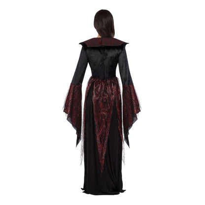 Fire Vampiress Costume for Adults, Black and Red Dress