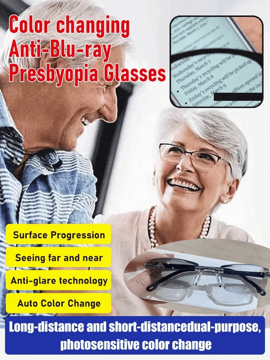 Color-changing blue light blocking reading glasses