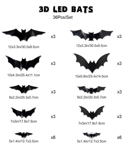 🦇Halloween 3D Lighted Bats