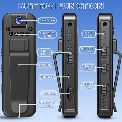 Almost Gone-HD 1080P Rechargeable Mini Body Camera With Night Vison&Rotating Lens