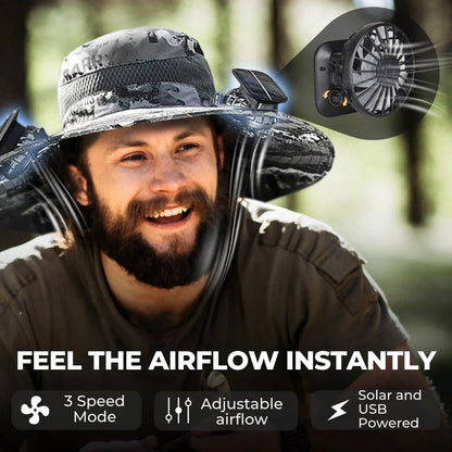 solar-powered hat with fan