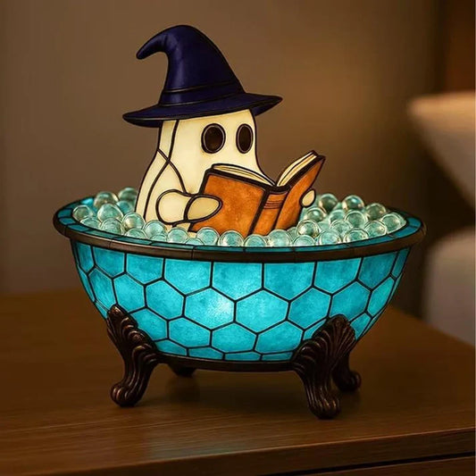 Ghost Bubble Bath Night Light – Halloween Handmade LED Lamp, Cute Spooky Decor for Bathtub & Party