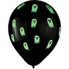 Ghost Glow Halloween Black Latex Balloons