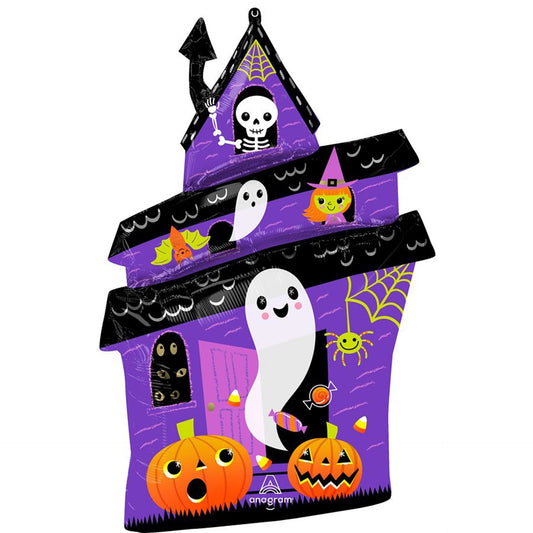 Halloween Purple Haunted House Supershape Foil Balloon