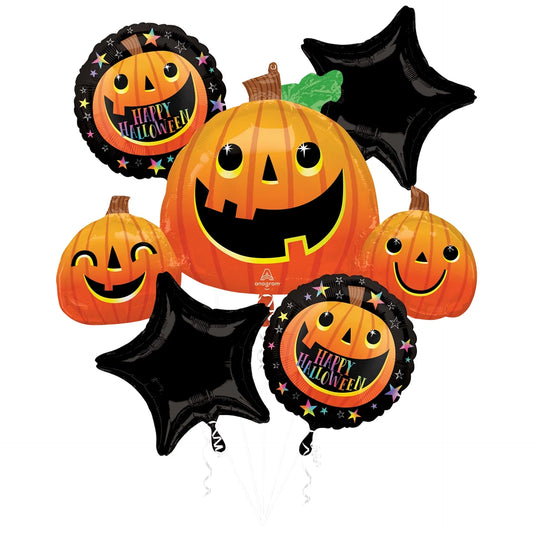Halloween Smiley Pumpkins Foil Balloon Bouquet