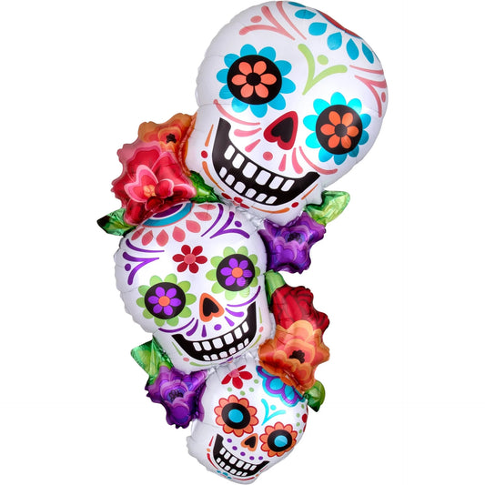 Halloween Stacking Sugar Skulls Supershape Foil Balloon