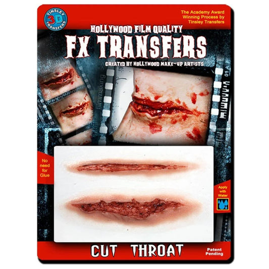 3D FX Transfers Cut Throat Latex Free Prosthetic